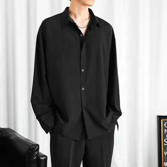 Shirt Men Solid Long sleeved Shirt For Men Korean Fashion Shirts Comfortable Blouses Casual Loose Classic Single Breasted Shirt